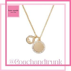 KATE SPADE Spade Pave Charm Pendant Necklace W/KS Pink Dust Bag
